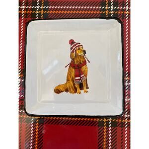 Creative Co-Op Mary Lake Thompson Christmas Retriever 5” Square Metal Plate CUTE